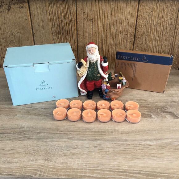 PartyLite Ceramic Christmas Candle Santa Claus + 12 Scented Candles in Box - Picture 8 of 11